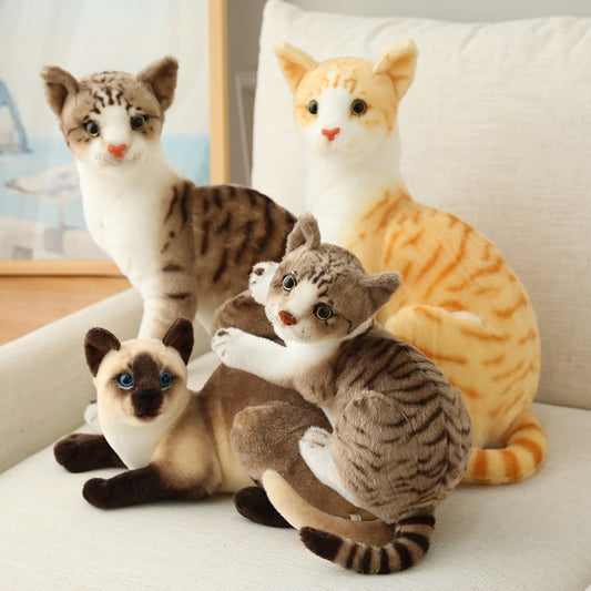 Stuffed Lifelike Siamese Cats Plush Toy simulation