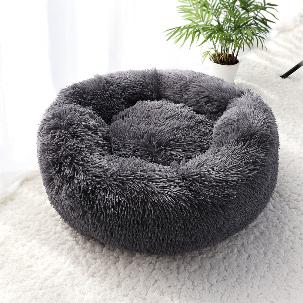 New Warm Dog Cat Bed Round Long Plush Cat&#39;s