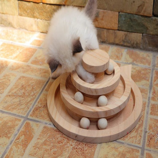 2/3 layers Cat Turntable Wooden Pet Cat Toys