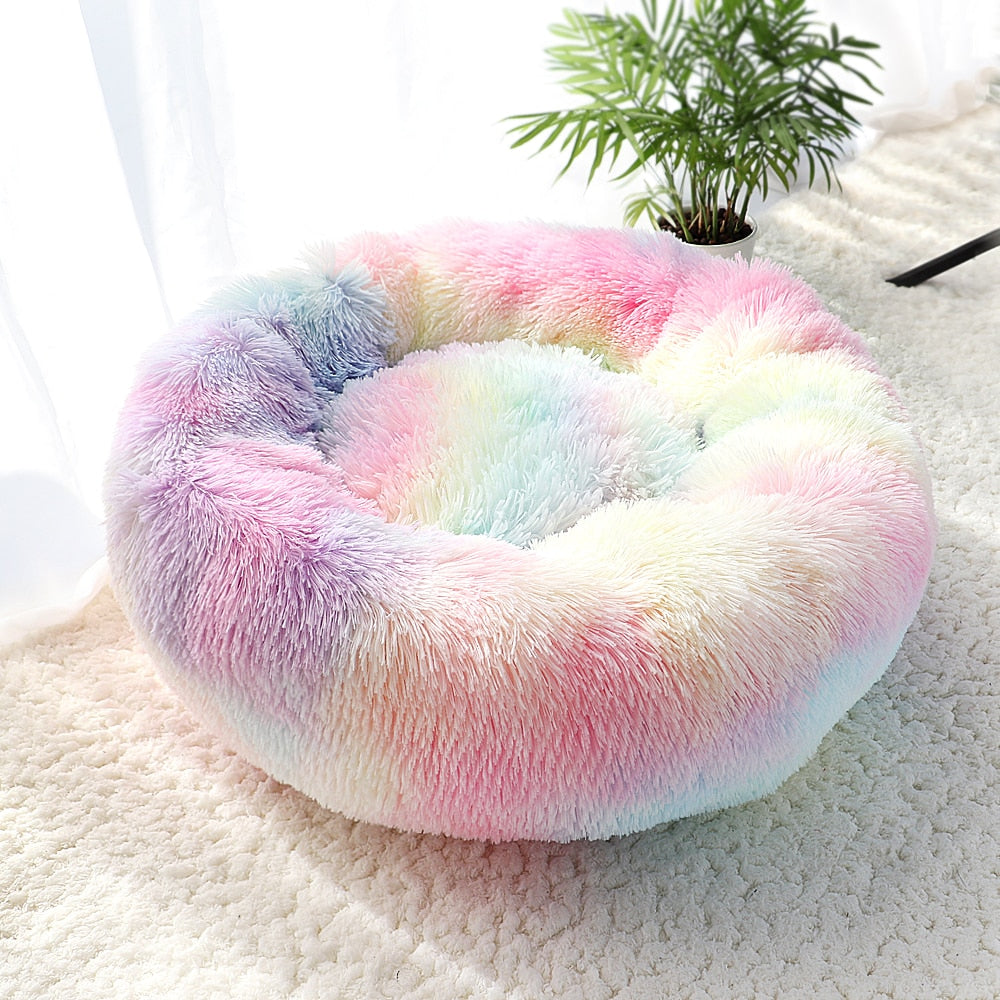 New Warm Dog Cat Bed Round Long Plush Cat&#39;s