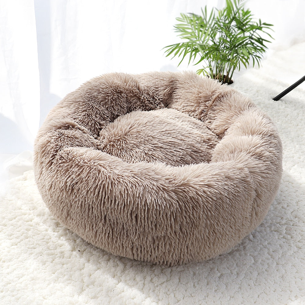 New Warm Dog Cat Bed Round Long Plush Cat&#39;s