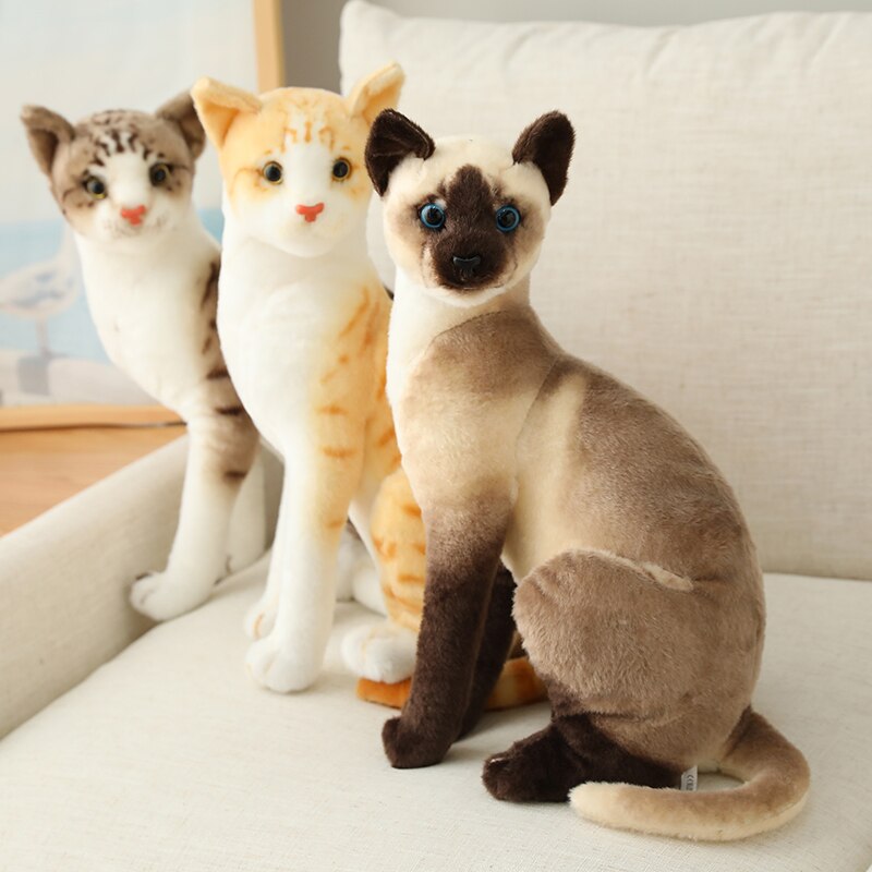 Stuffed Lifelike Siamese Cats Plush Toy simulation