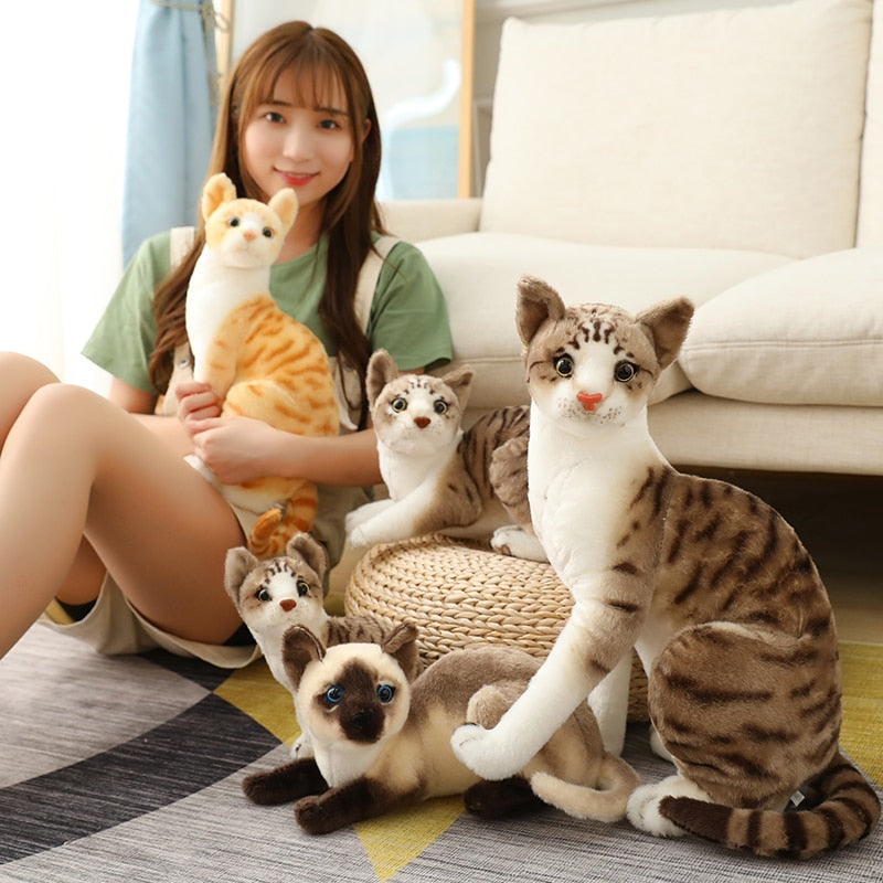 Stuffed Lifelike Siamese Cats Plush Toy simulation