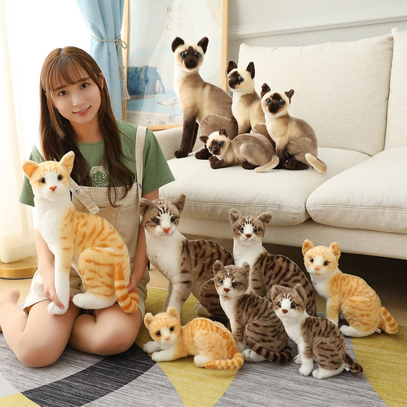 Stuffed Lifelike Siamese Cats Plush Toy simulation