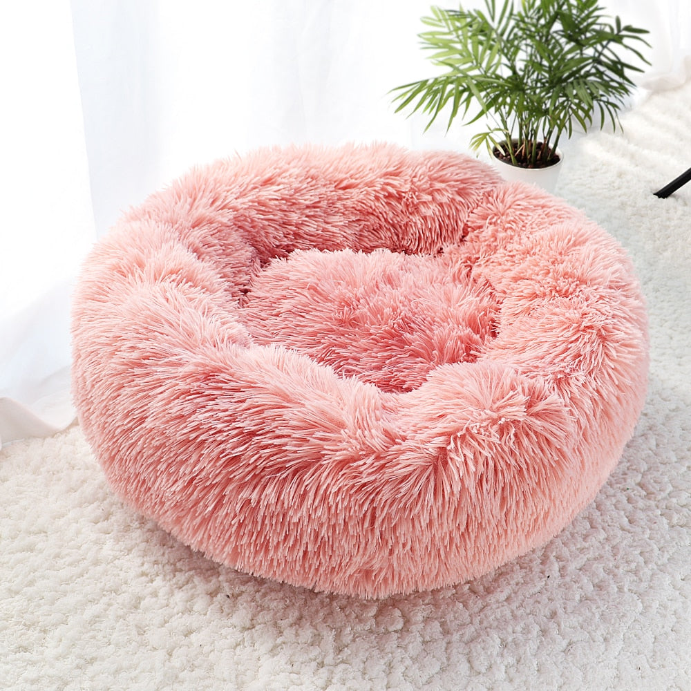 New Warm Dog Cat Bed Round Long Plush Cat&#39;s