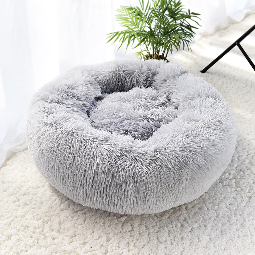 New Warm Dog Cat Bed Round Long Plush Cat&#39;s