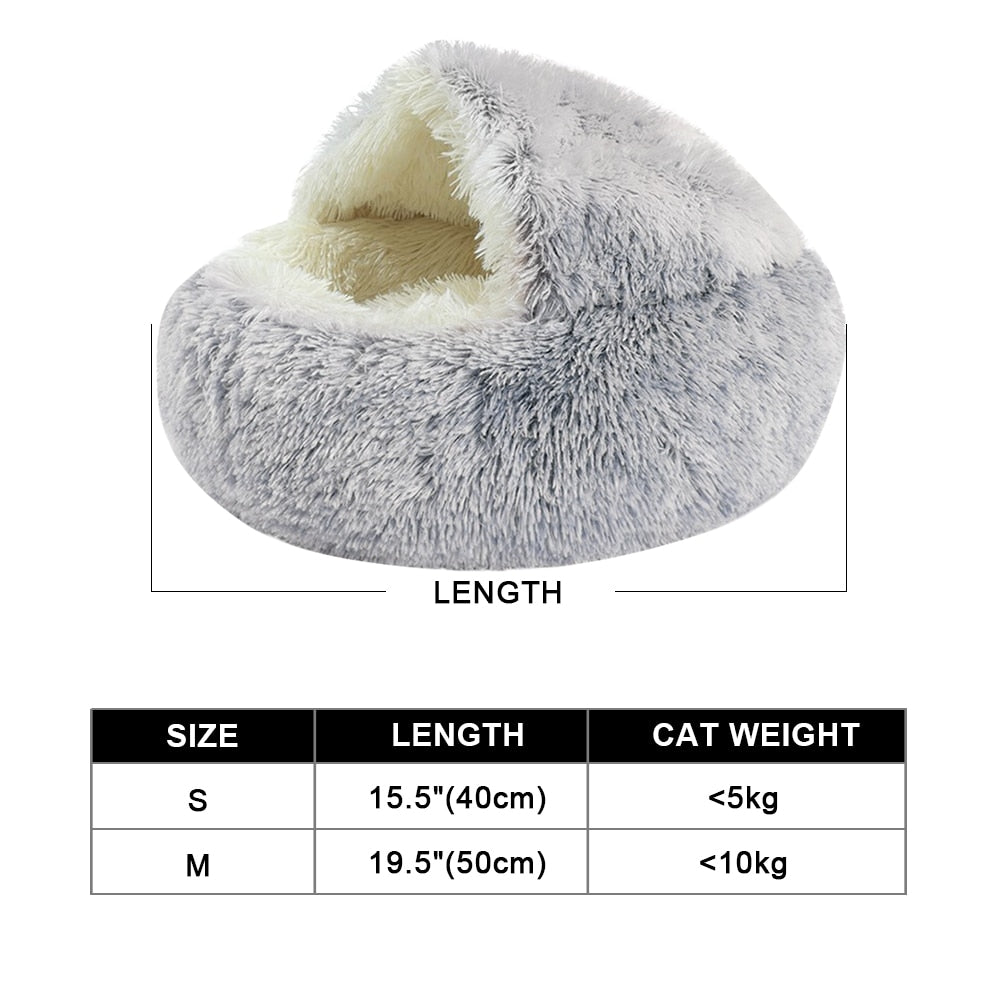 New Warm Dog Cat Bed Round Long Plush Cat&#39;s