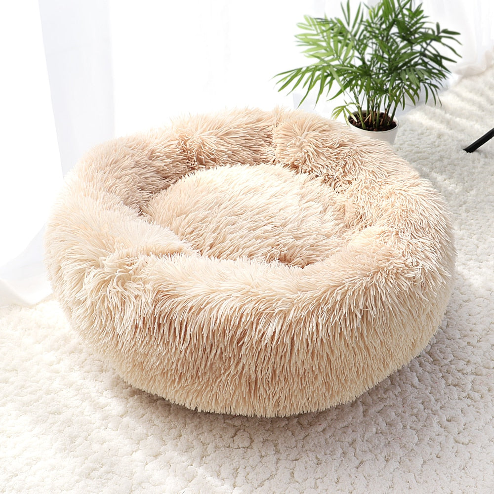 New Warm Dog Cat Bed Round Long Plush Cat&#39;s