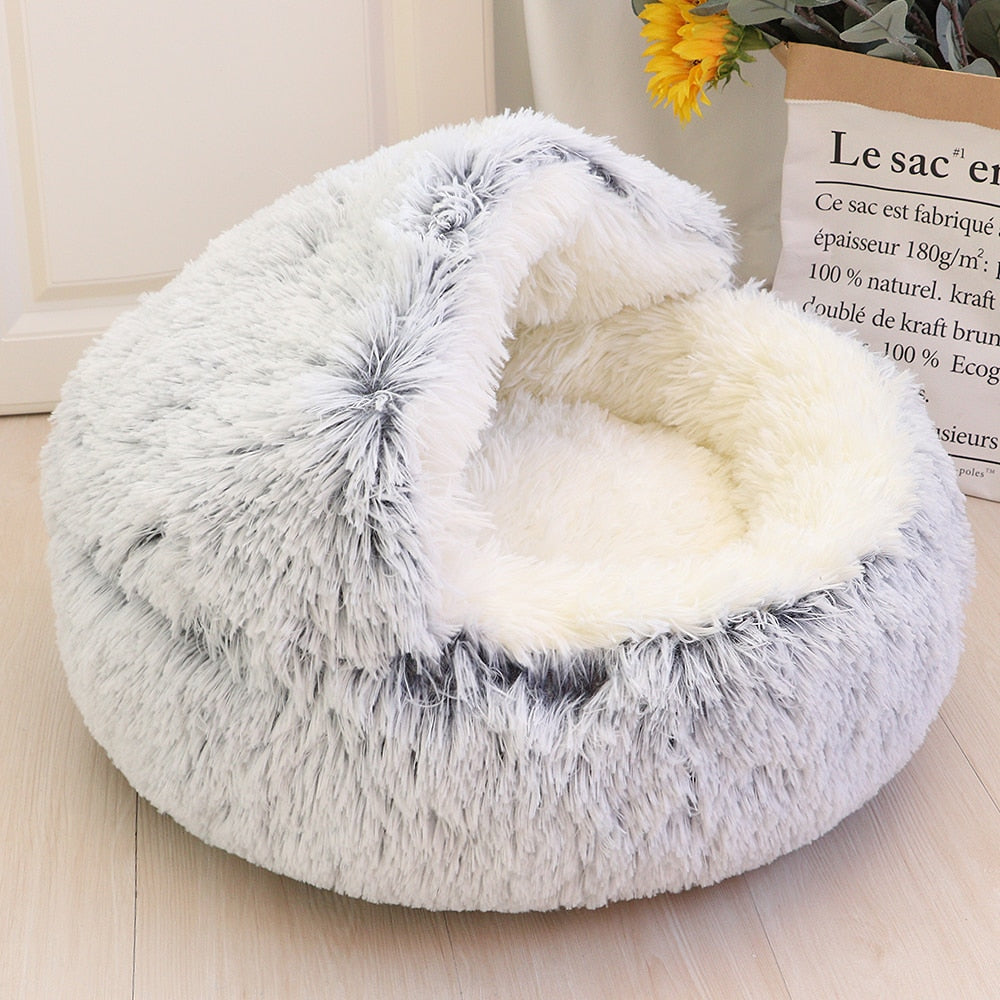 New Warm Dog Cat Bed Round Long Plush Cat&#39;s