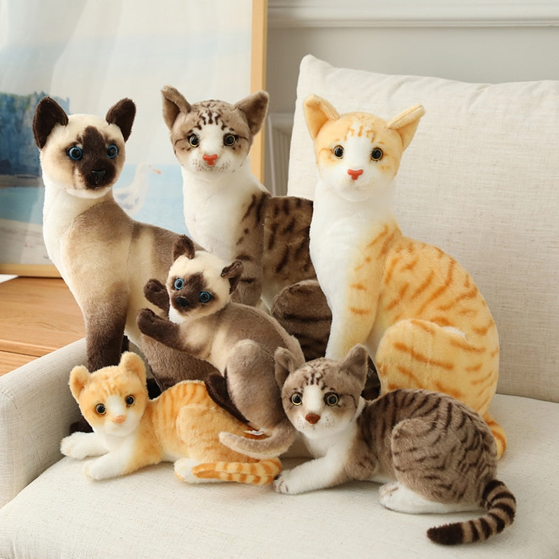 Stuffed Lifelike Siamese Cats Plush Toy simulation