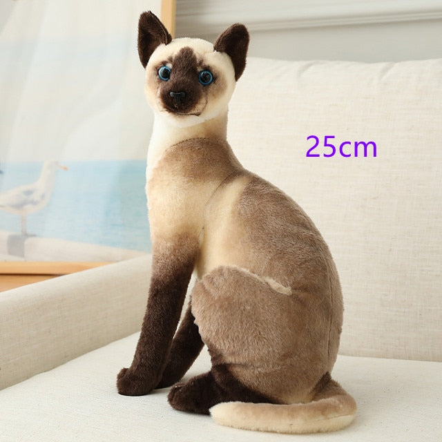 Stuffed Lifelike Siamese Cats Plush Toy simulation