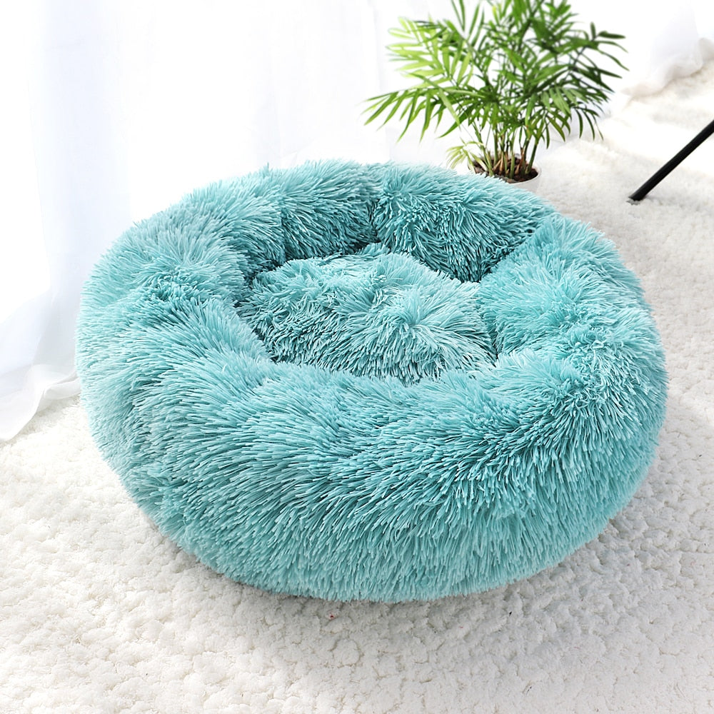 New Warm Dog Cat Bed Round Long Plush Cat&#39;s