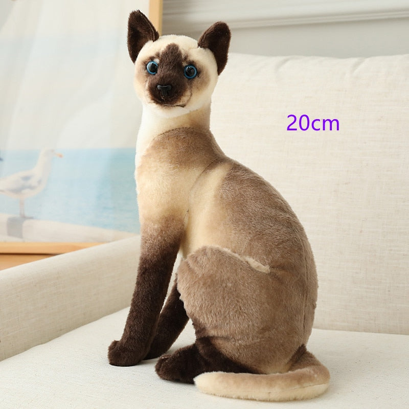 Stuffed Lifelike Siamese Cats Plush Toy simulation