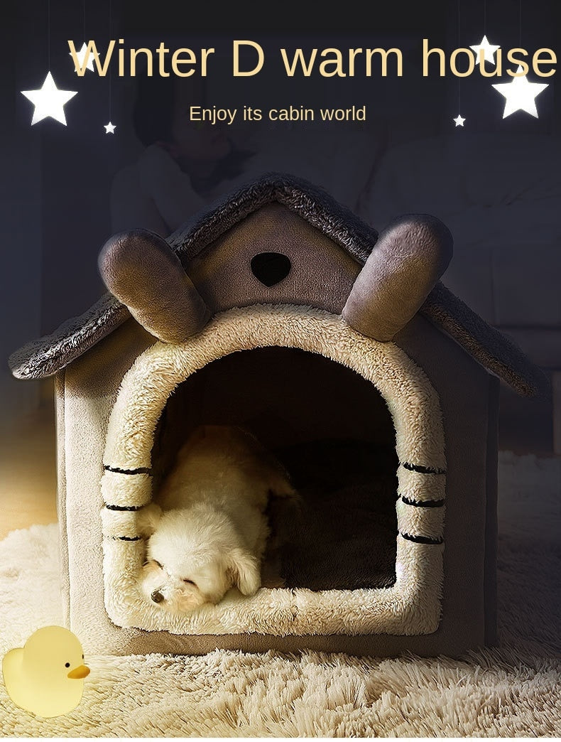 Breathable Warm Plush Pet Bed House Washable