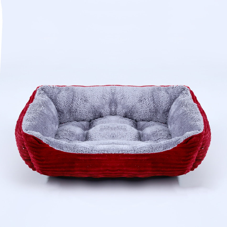 Bed for Dog Cat Pet Square Plush Kennel Medium