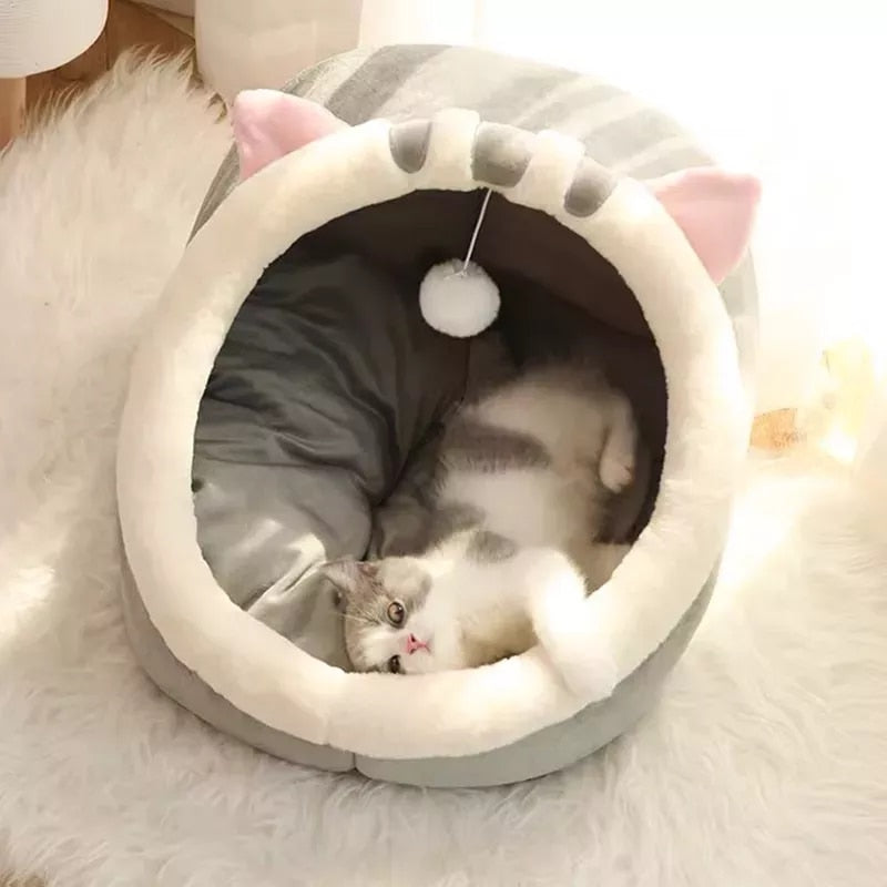Sweet Cat Bed Warm Pet Basket Cozy Kitten house
