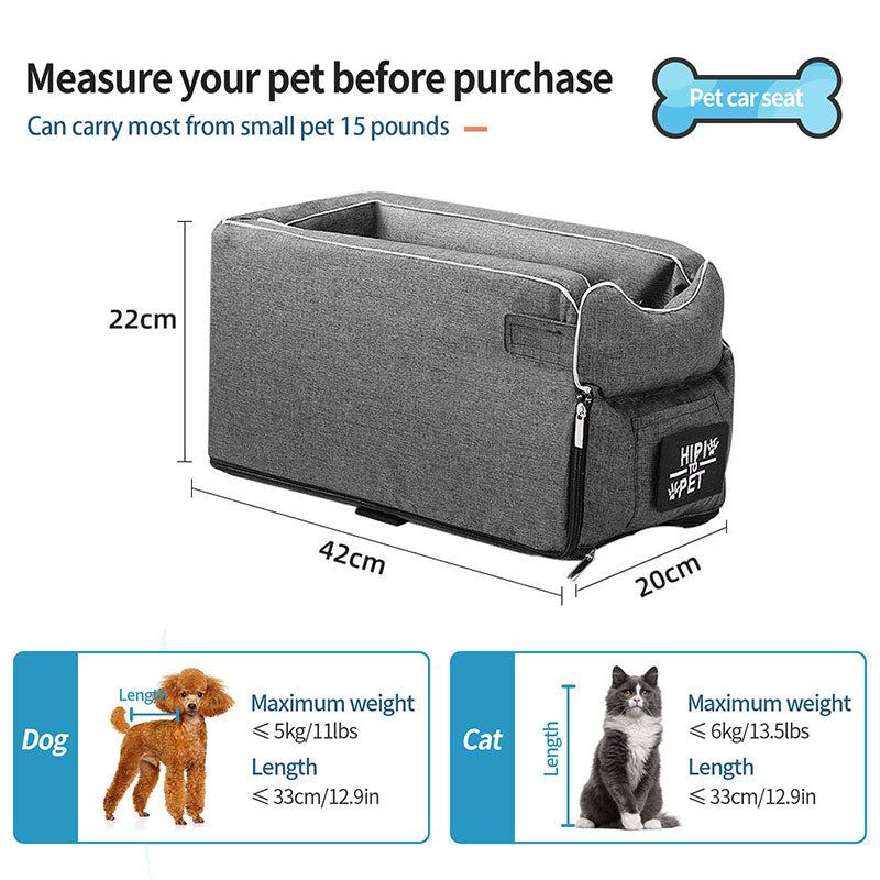 Portable Cat Dog Bed Travel Central Control Car Safety