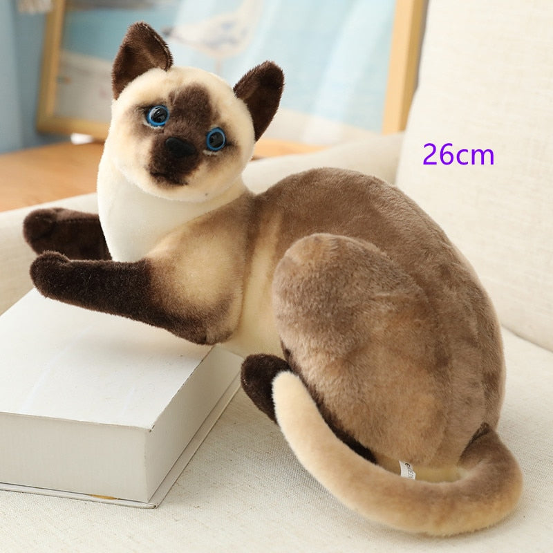 Stuffed Lifelike Siamese Cats Plush Toy simulation