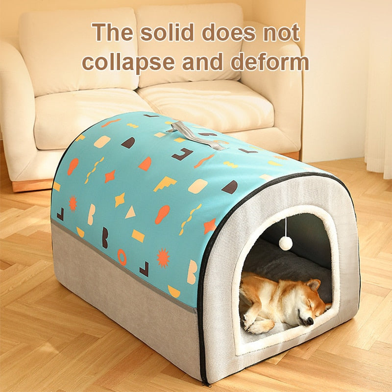 Foldable Dog House Pet Cat Bed Mat Winter Dog