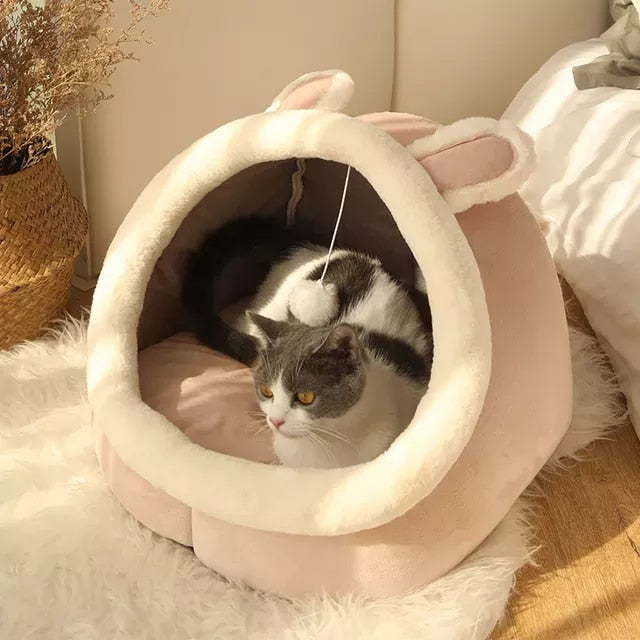 Sweet Cat Bed Warm Pet Basket Cozy Kitten house