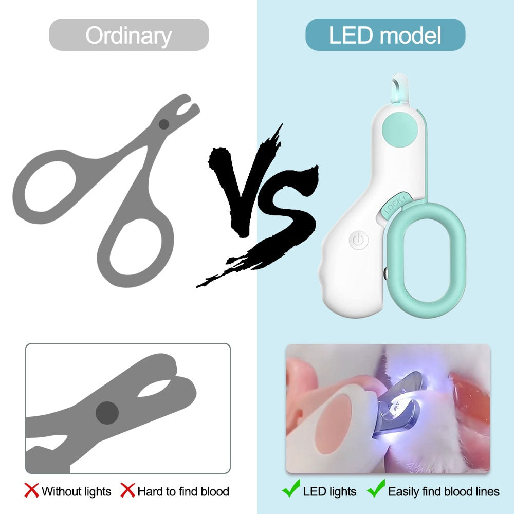 LED Light Cat Dog Nail Clipper Cutter with Safety Lock