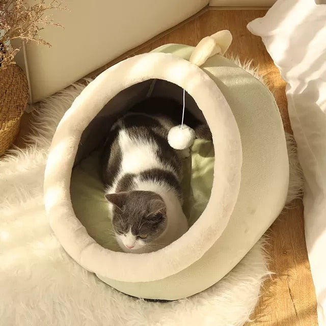 Sweet Cat Bed Warm Pet Basket Cozy Kitten house