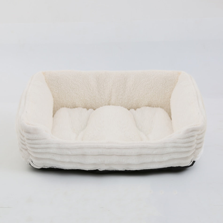 Bed for Dog Cat Pet Square Plush Kennel Medium