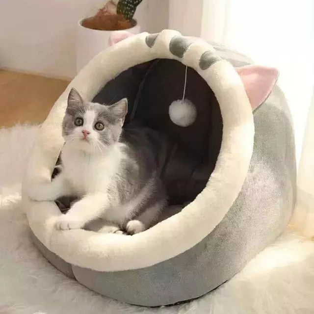 Enclosed Warm Cat Bed for Portable Pet Beds