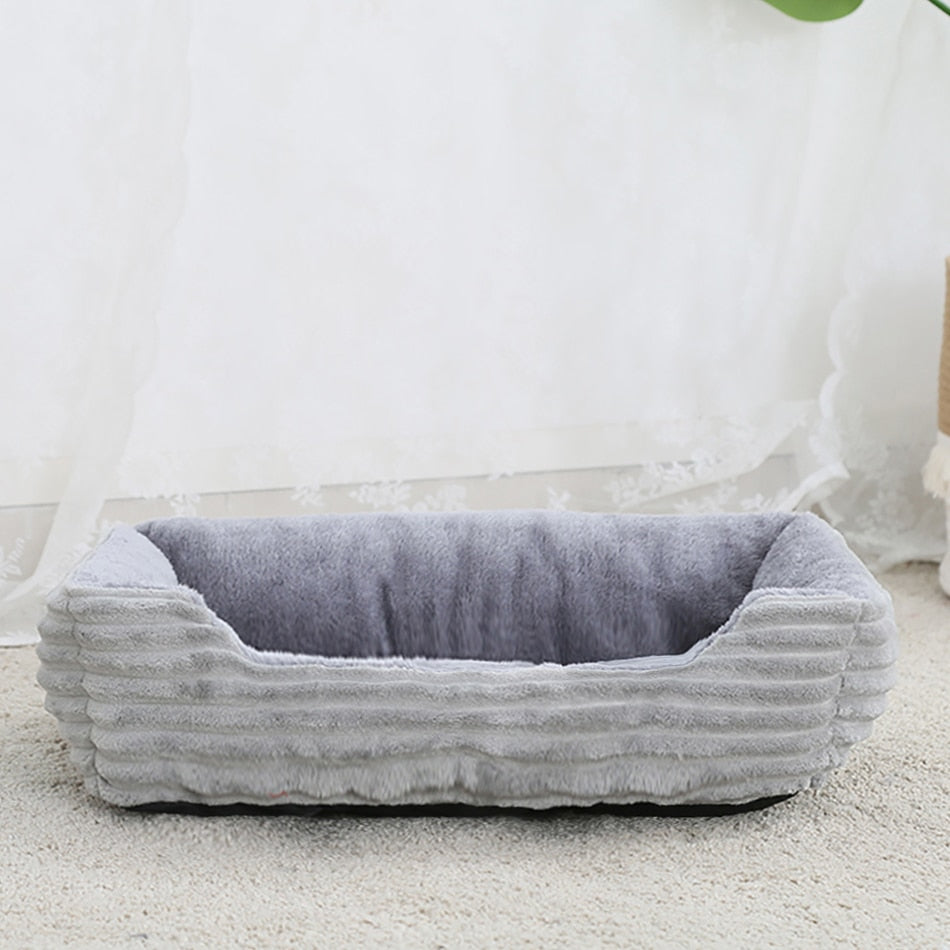 Bed for Dog Cat Pet Square Plush Kennel Medium